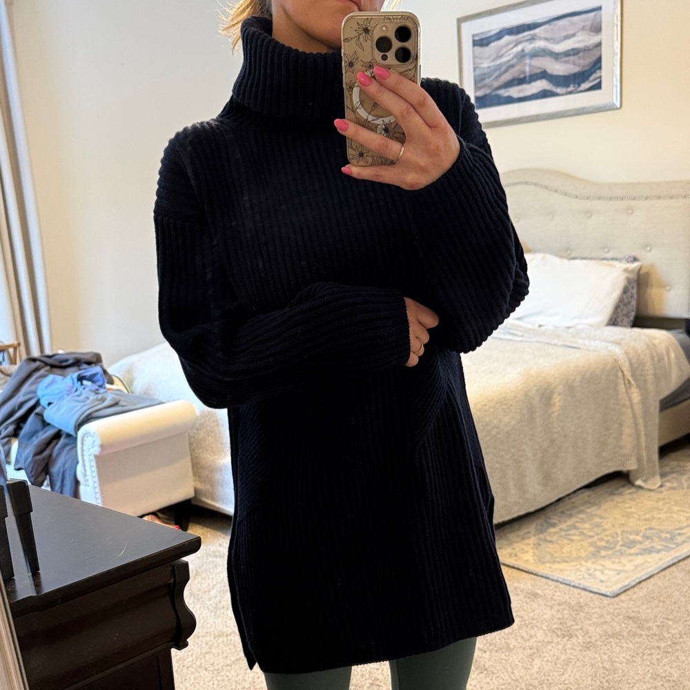 Women's Navy Blue Turtleneck Sweater